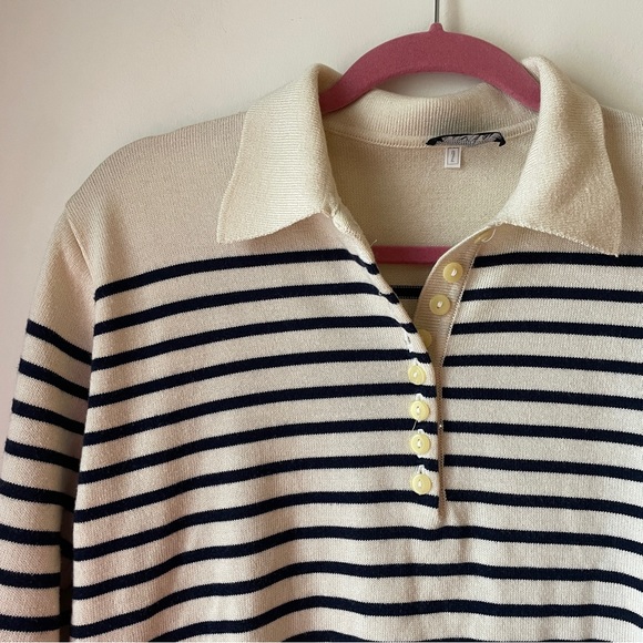 Nautical / breton stripe sweater with collar - Picture 2 of 6